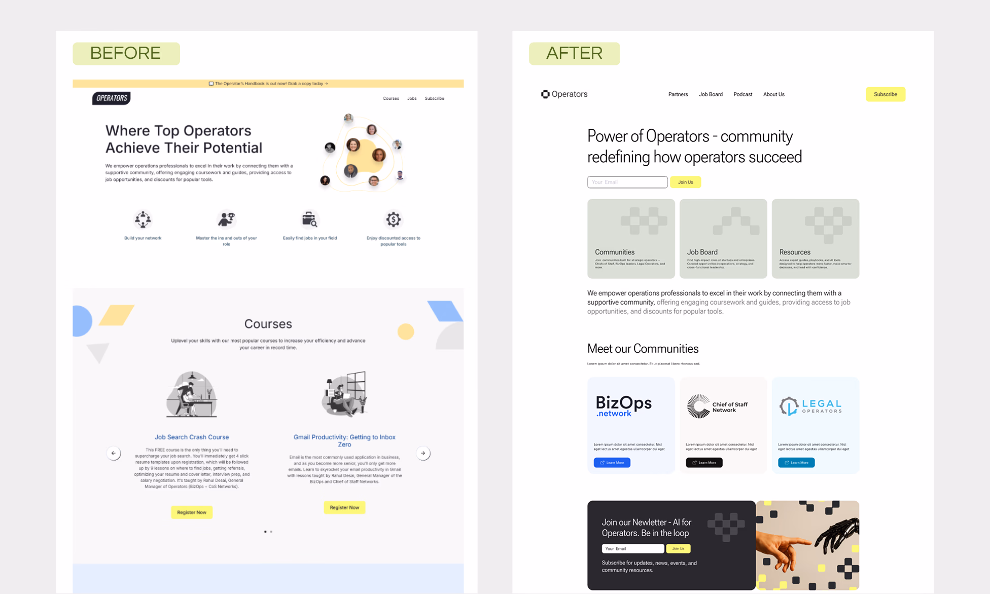 Operators website screenshot